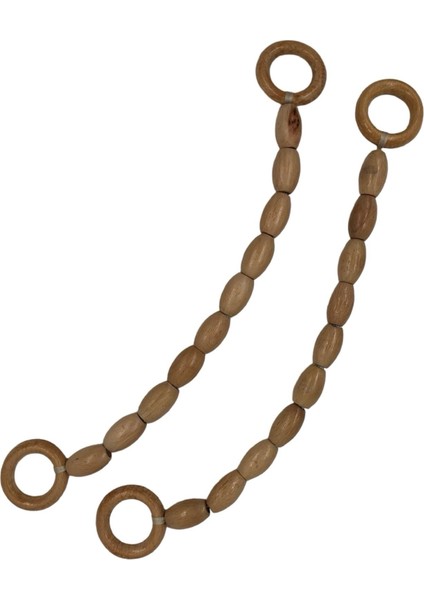 Ahşap Oval Boncuklu Çanta Sapı 39 cm (1 Takım)