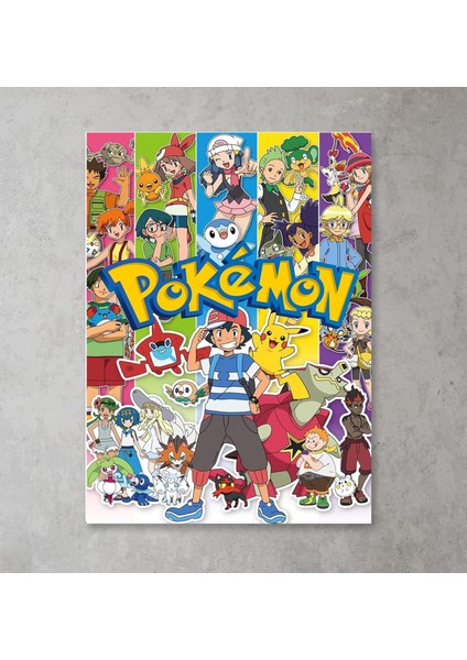 Poster City Pokemon Anime Dizi Film Posteri-Çerçevesiz Parlak Fotoğraf Kağıdı