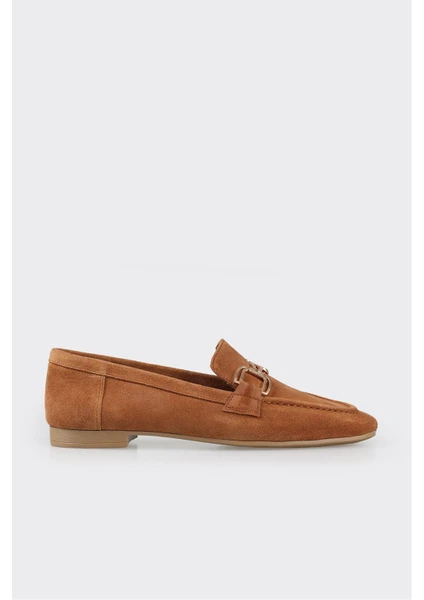 Camel Deri Kadın Loafer