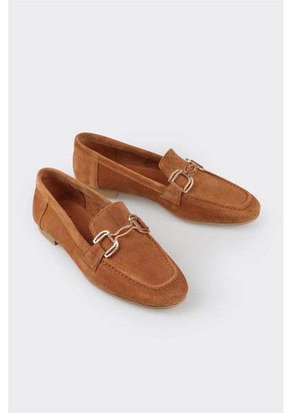 Camel Deri Kadın Loafer