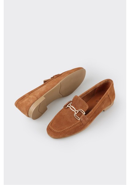 Camel Deri Kadın Loafer