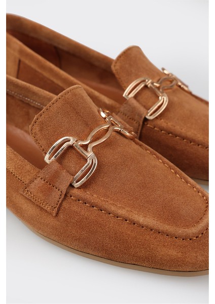 Camel Deri Kadın Loafer