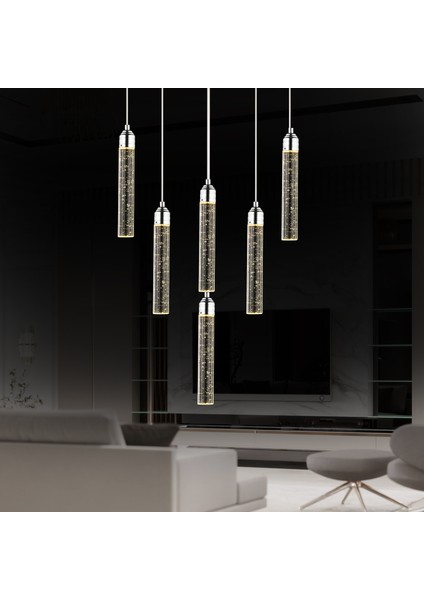 Zaki 6 Lı Krom Kaplama 3 Renkli 88 Watt Ledli Modern Tasarım Oturma Odası,genç Odası,yatak Odası,salon Sarkıt LED Avize