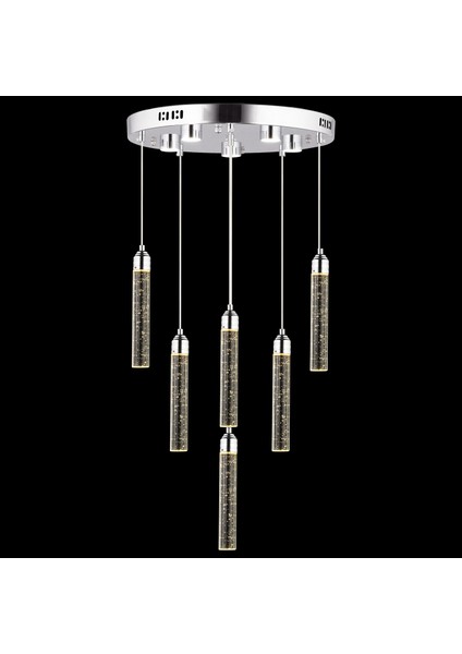 Zaki 6 Lı Krom Kaplama 3 Renkli 88 Watt Ledli Modern Tasarım Oturma Odası,genç Odası,yatak Odası,salon Sarkıt LED Avize fiyatları
