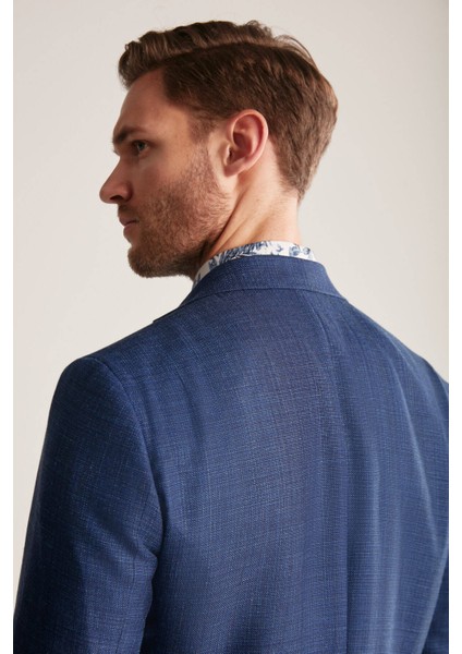 Keten-Ipek Karışım Lacivert Yazlık Blazer Ceket modelleri