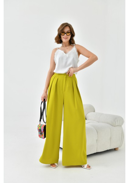 Kadın Lastikli Pleli Pantolon Asit fırsatları