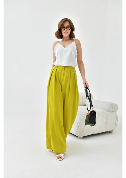 Kadın Lastikli Pleli Pantolon Asit indirimleri