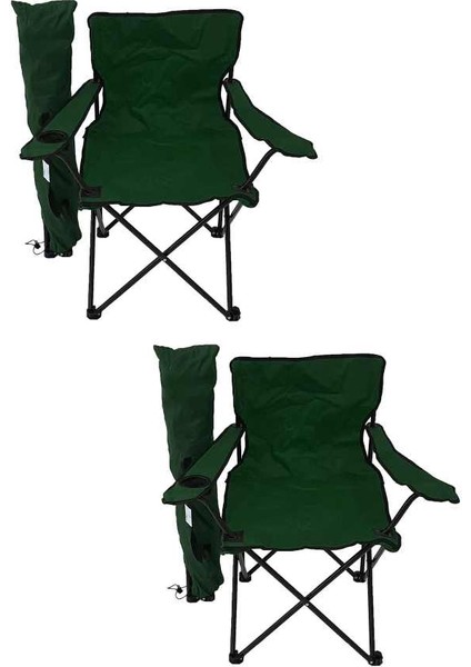 2'li Katlanır Sandalye Taşıma Çantalı Kamp Piknik Sandalyesi Yeşil