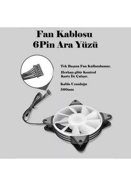 Coolmoon 12CM Rgb Kasa Fanı Işıklı Renkli Fan 6 Pin Bağlantı