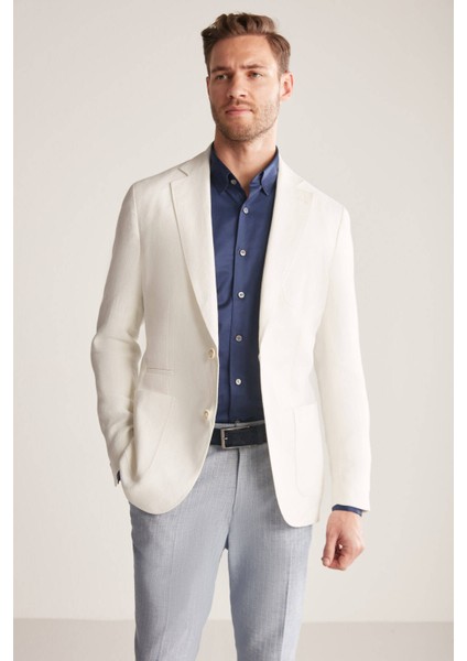 Saf Keten Kırık Beyaz Yazlık Blazer Ceket fırsatları