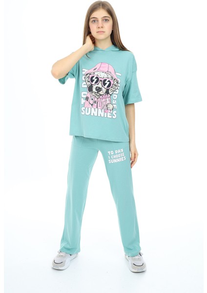 Kız Çocuk Kapüşonlu Yazlık Takım 9-14 Yaş LX301