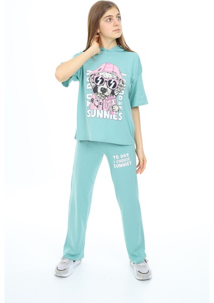 Kız Çocuk Kapüşonlu Yazlık Takım 9-14 Yaş LX301 fiyatları