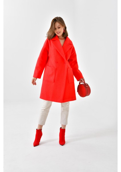 Ftz Women Kadın Kaşe Kaban Kırmızı fırsatları