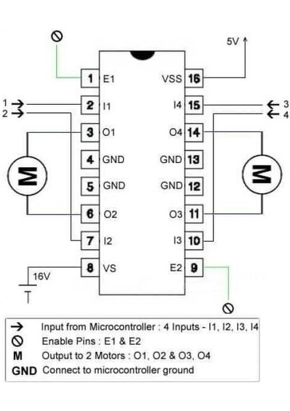 L293B Motor Sürücü Entegresi - DIP16 Kılıf