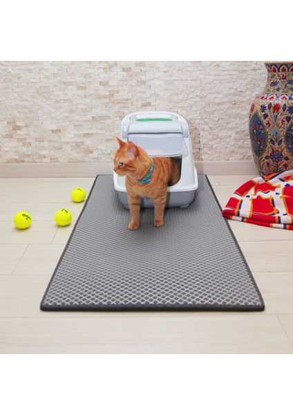 60X110 cm Kedi Tuvalet Önü Paspası Gri