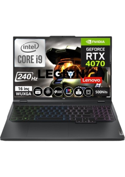 Legion Pro 5 16IRX8 Intel Core İ9-13900HX 32GB Ram 1tb SSD 16'' Inç Wqxga 240Hz RTX4070 140W WINDOWS11 82WK00J5TX