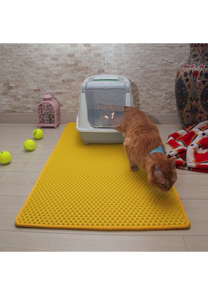 60X110 cm Kedi Tuvalet Önü Paspası Sarı