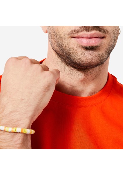 Domyos Erkek Kırmızı Baskılı Spor Tişörtü 500 Essentials - Fitness Hafif Antrenman modelleri