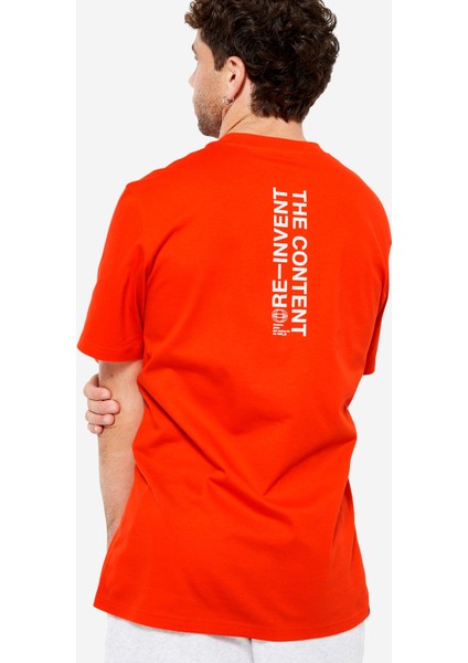 Domyos Erkek Kırmızı Baskılı Spor Tişörtü 500 Essentials - Fitness Hafif Antrenman indirimleri