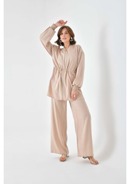 Kadın Ribana Modal Takım Beige