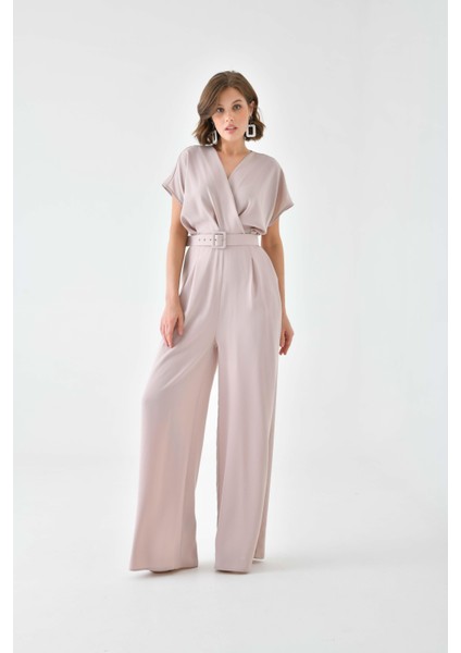Kadın Kemerli Tulum Beige