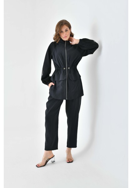 Kadın File Detaylı Takım Siyah fırsatları