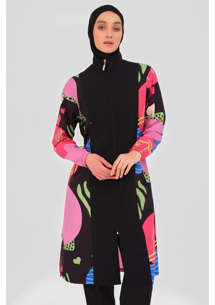 Sakura Desenli Uzun Tesettür Mayo