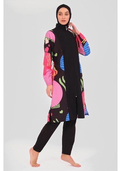 Sakura Desenli Uzun Tesettür Mayo modelleri