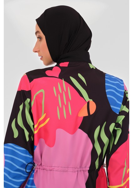 Sakura Desenli Uzun Tesettür Mayo indirimleri