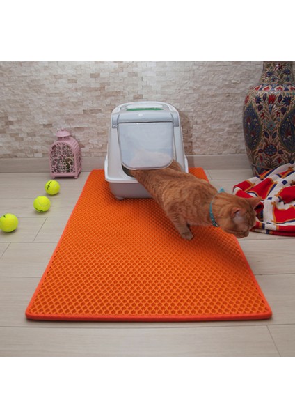 60X110 cm Kedi Tuvalet Önü Paspası Turuncu