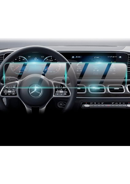 Mercedes 2020-2024 Gle 350 450 580 2023 E 450 350 Maybach Gls 600 G550 Navigation + Gösterge Paneli Için 12.3 Inch (2 Parça) 9h Nano Ipg Proactive Ekran Koruyucu, Pürüzsüz Cam Bitiş,