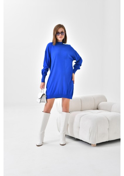 Kadın Basic Tunik Saks Mavi