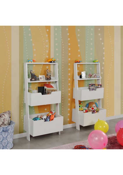 Low Çok Amaçlı Dekoratif Kitaplık ,Beyaz, Montessori Dolap fiyatları