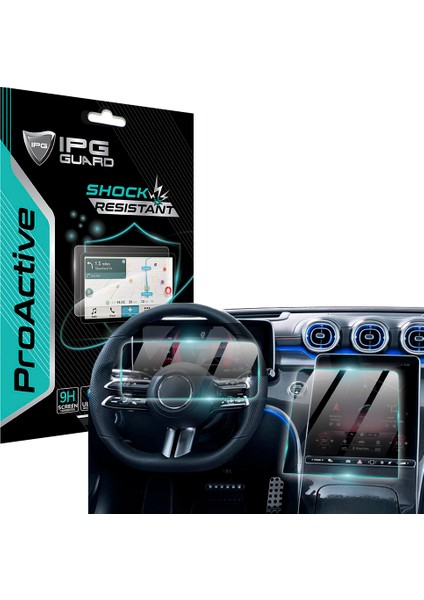 Mercedes Benz 2021/2024 C-Class Glc C300 300 C400 C63 S Class W223 W206 11.9 Inch Multimedya 12.3 Inch Gösterge Için 9h Nano Ipg Proactive Ekran Koruyucu (Set- (12.3" Dashboard-11.9" Navigation))