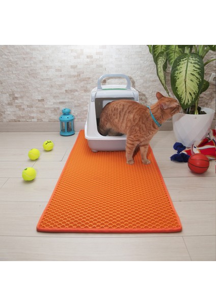 50X110 cm Kedi Tuvalet Önü Paspası Turuncu
