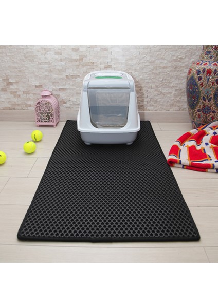 60X110 cm Kedi Tuvalet Önü Paspası Siyah