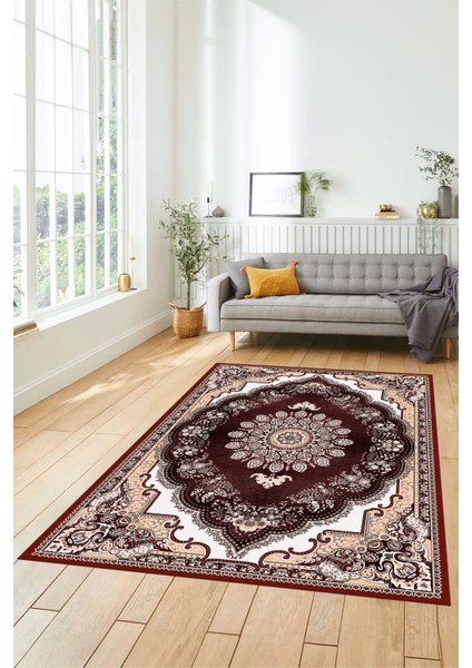 Klasik Desen Dijital Kaymaz Taban Yıkanabilir Yolluk Mutfak Salon Halısı, Klasik-13-Bordo, fiyatları
