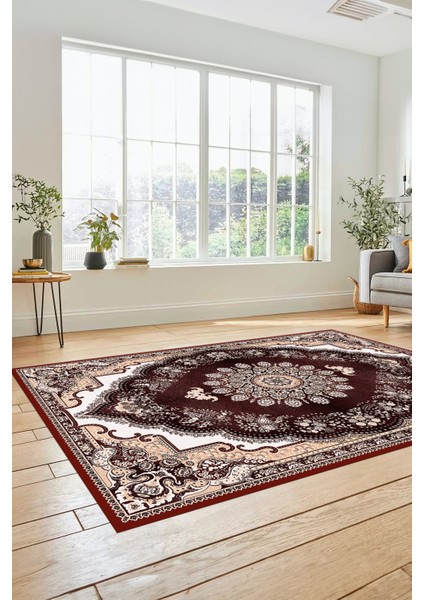 Klasik Desen Dijital Kaymaz Taban Yıkanabilir Yolluk Mutfak Salon Halısı, Klasik-13-Bordo, modelleri