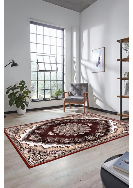 Klasik Desen Dijital Kaymaz Taban Yıkanabilir Yolluk Mutfak Salon Halısı, Klasik-13-Bordo, indirimleri