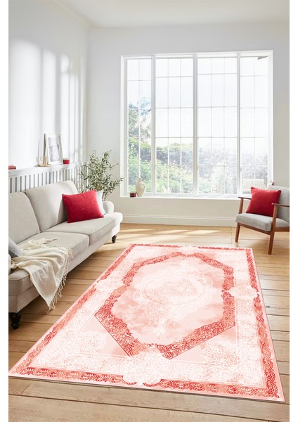 Dijital Kaymaz Yıkanabilir Çerçeveli Klasik Desen Mutfak Salon Halısı, Klasik-01-Kırmızı, modelleri