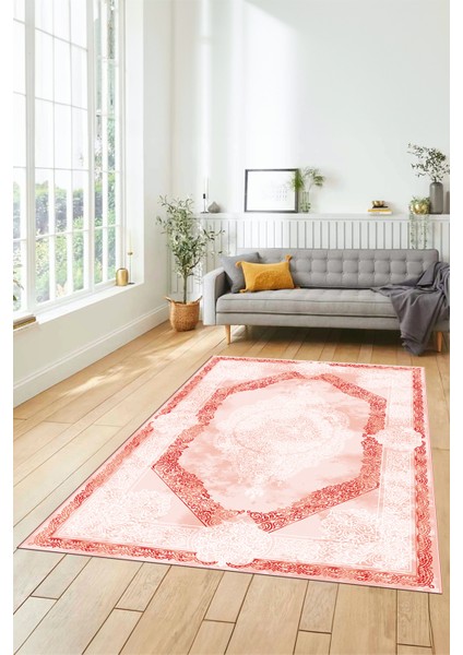 Dijital Kaymaz Yıkanabilir Çerçeveli Klasik Desen Mutfak Salon Halısı, Klasik-01-Kırmızı, indirimleri