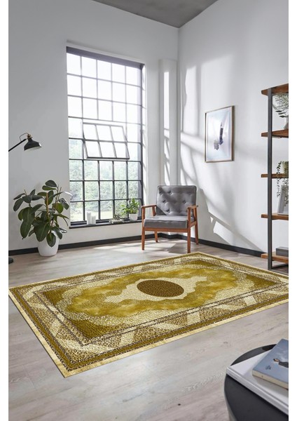 Göbekli Klasik Desenli Dijital Kaymaz Yıkanabilir Yolluk Mutfak Salon Halısı, Klasik-24-Sarı, fiyatları
