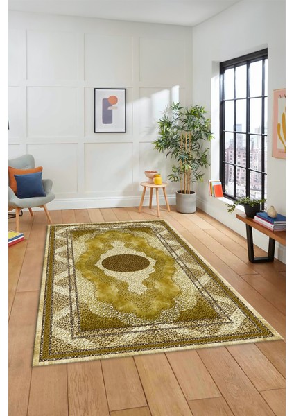 Göbekli Klasik Desenli Dijital Kaymaz Yıkanabilir Yolluk Mutfak Salon Halısı, Klasik-24-Sarı, modelleri