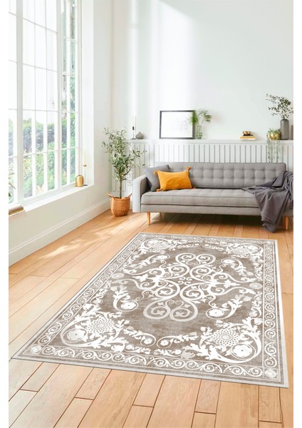 Dijital Kaymaz Yıkanabilir Klasik Desenli Yolluk Mutfak Salon Halısı, Klasik-09-Kahve, modelleri