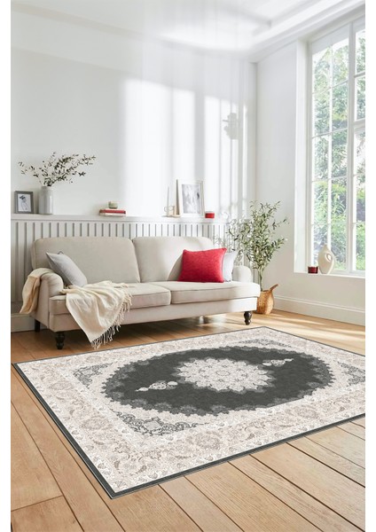 Dijital Kaymaz Yıkanabilir Göbekli Klasik Desen Mutfak Salon Halısı, Klasik-03-Vizon, fırsatları