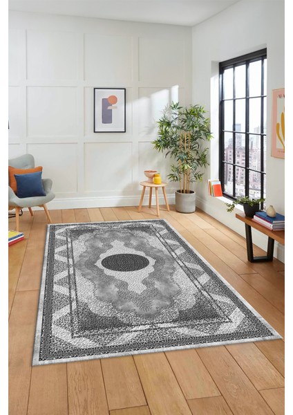 Göbekli Klasik Desenli Dijital Kaymaz Yıkanabilir Yolluk Mutfak Salon Halısı, Klasik-24-Gri, modelleri