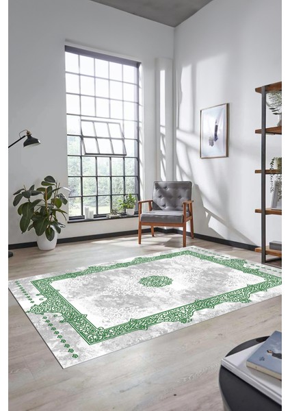 Sade Klasik Desen Dijital Kaymaz Taban Yıkanabilir Yolluk Mutfak Salon Halısı, Klasik-20-Yeşil, modelleri