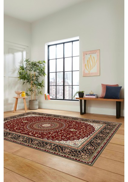 Klasik Desenli Dijital Kaymaz Yıkanabilir Yolluk Mutfak Koridor Salon Halısı, Klasik-21-Bordo, indirimleri