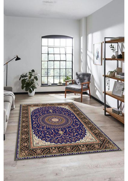 Klasik Desenli Dijital Kaymaz Yıkanabilir Yolluk Mutfak Koridor Salon Halısı, Klasik-21-Lacivert, fiyatları