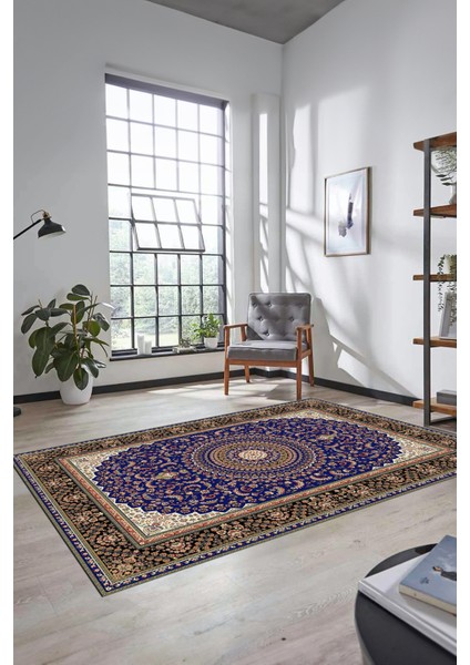 Klasik Desenli Dijital Kaymaz Yıkanabilir Yolluk Mutfak Koridor Salon Halısı, Klasik-21-Lacivert, modelleri